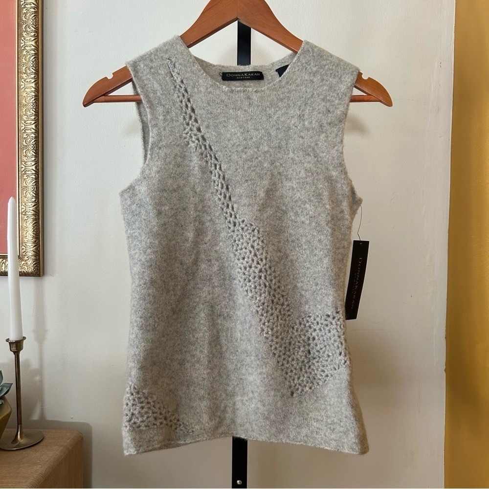 Donna Karan New York Cashmere Wool Sleeveless Knit Top Sweater Vest NWT Small‎